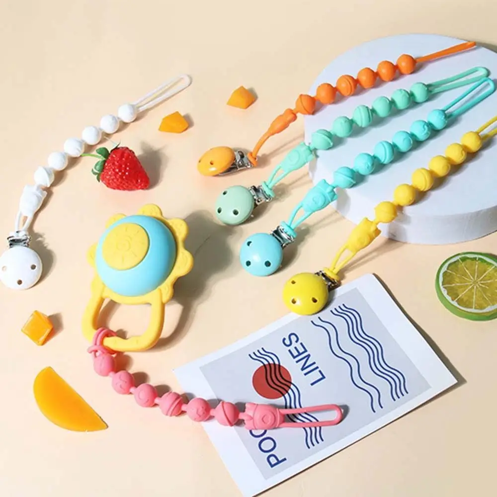 Cartoon Baby Pacifier Chain Adjustable Teether Toys Straps Anti-lost Chain Strap Stroller Accessories Silicone