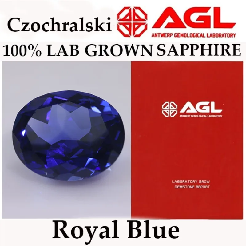 

100% Czochralski method Lab Grown Sapphire Oval Cut Royal Blue hand cutting Pendant Gemstone natural cutting AGL Certificate