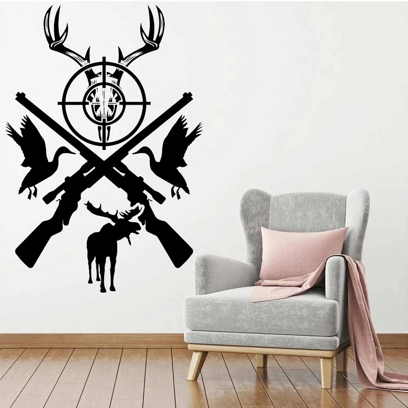 Hunting wall sticker deer skull wild duck elk sniper gun hunter life hunting field home holiday house decoration vinyl decal S16