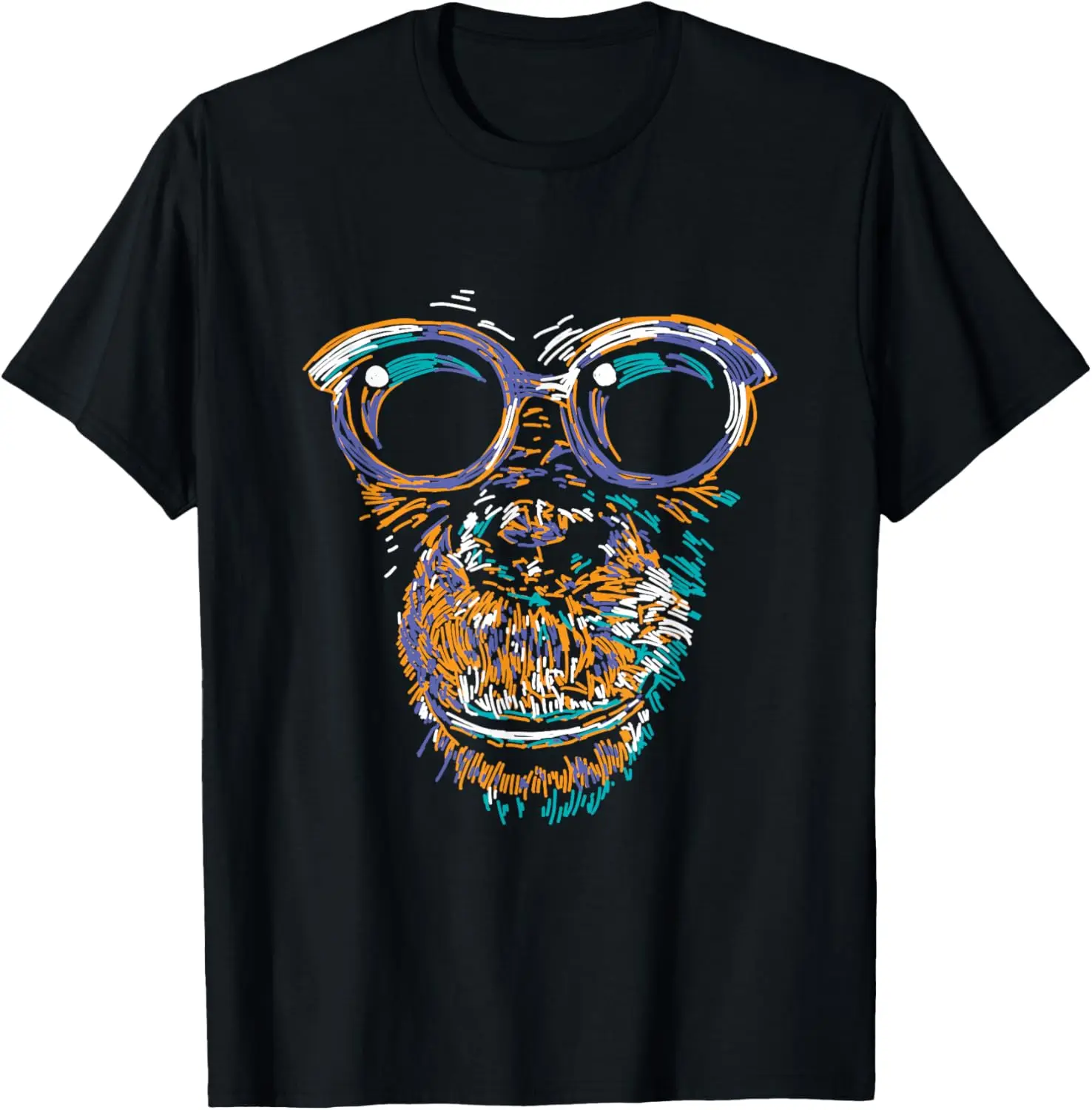 Awesome Monkey With Glasses Face Animal Lover Cool Primate T-Shirt