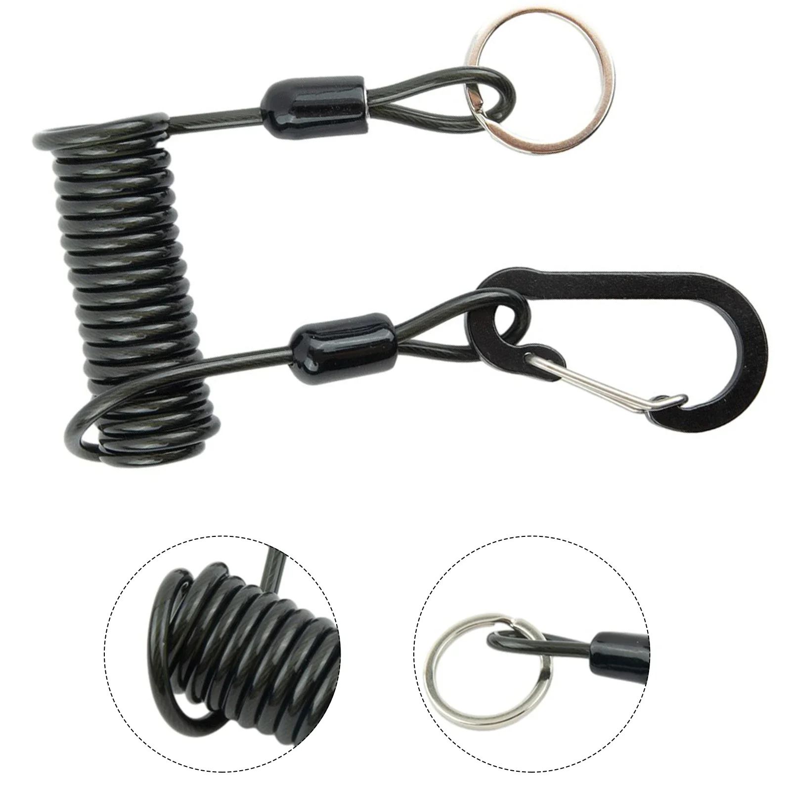

High Quality Hot Sale Practical Wire Spring Rope Missed Rope 1.2M /2M Accessories Anti-lost Equipment Stainless Steel + Plastic