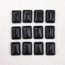 10x14MM Rectangle Black Onyx Nature Stone cab cabochon for jewelry making beads Free shipping no hole Wholesale 24Pcs/lot