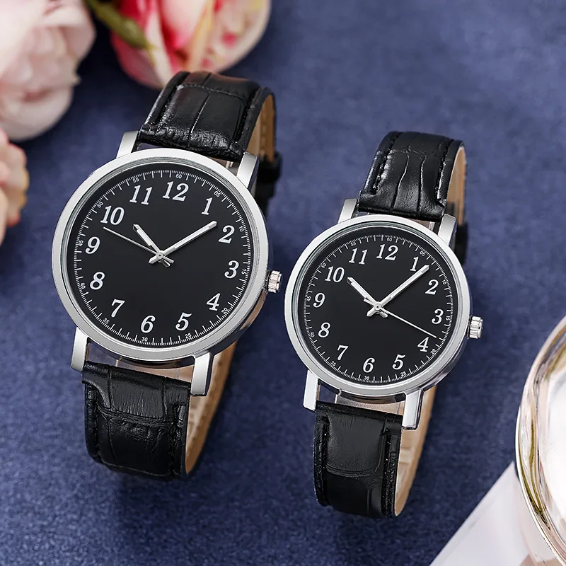 Montres analogiques de couple minimalistes, montre en cuir de haute qualité pour les amoureux, horloge à quartz décontractée, montre-bracelet rétro classique, cadeau pour les amoureux