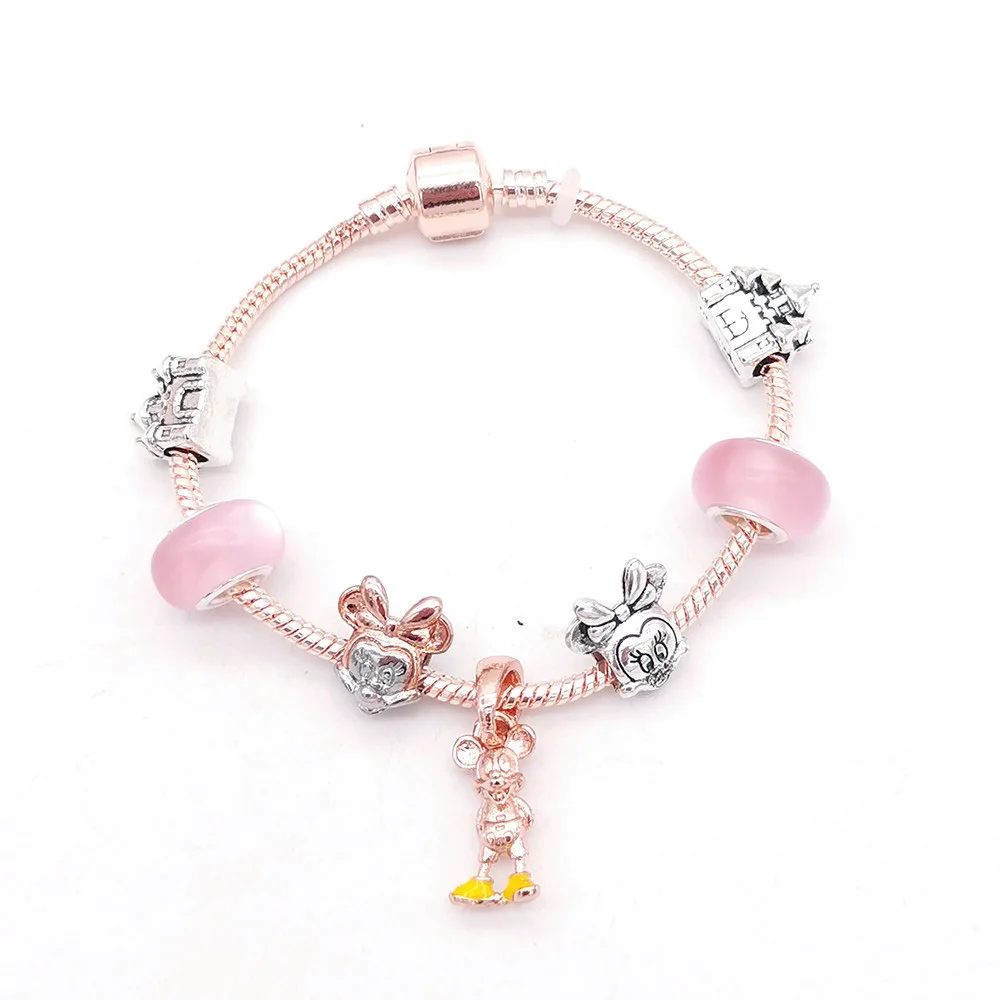 Cross-border new product European and American animation peripheral Mickey Mouse large hole beads DIY love bracelet jewelry