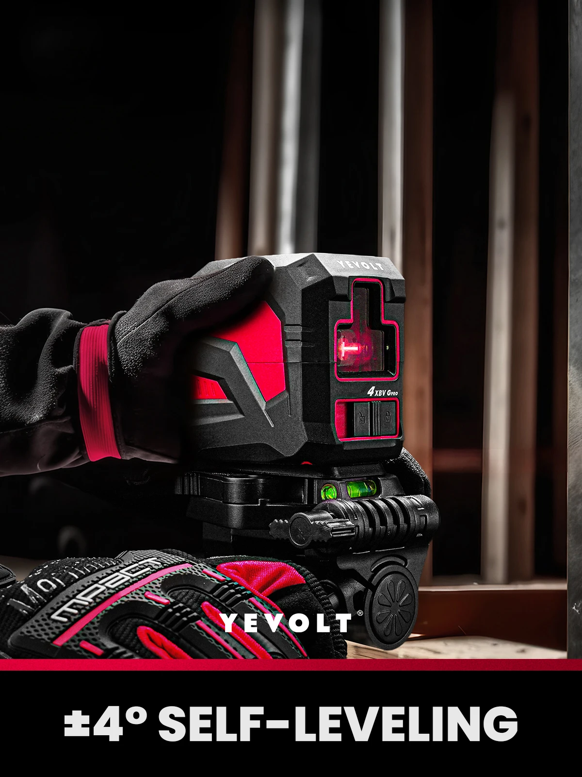 Imagem -03 - Yevolt Red Laser Level Kit Auto-nivelamento Ferramentas de Construção Suporte Magnético Base Rotativa Linha Cruzada Linhas Yvrll4xs2b1-b