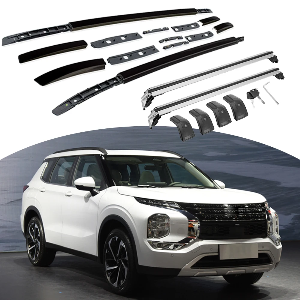 

4Pcs Aluminum Fits for Mitsubishi Outlander 2022 2023 Roof Rail Racks Side Rail Bar Crossbar Cross Bar