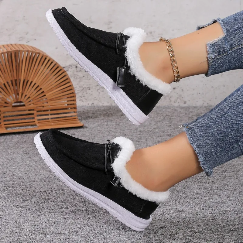 35~43size Women Boots Winter New Thick Bottom Snow Boots Female Plus Velvet Thickened Hairy Big Size Cotton Shoes Woman