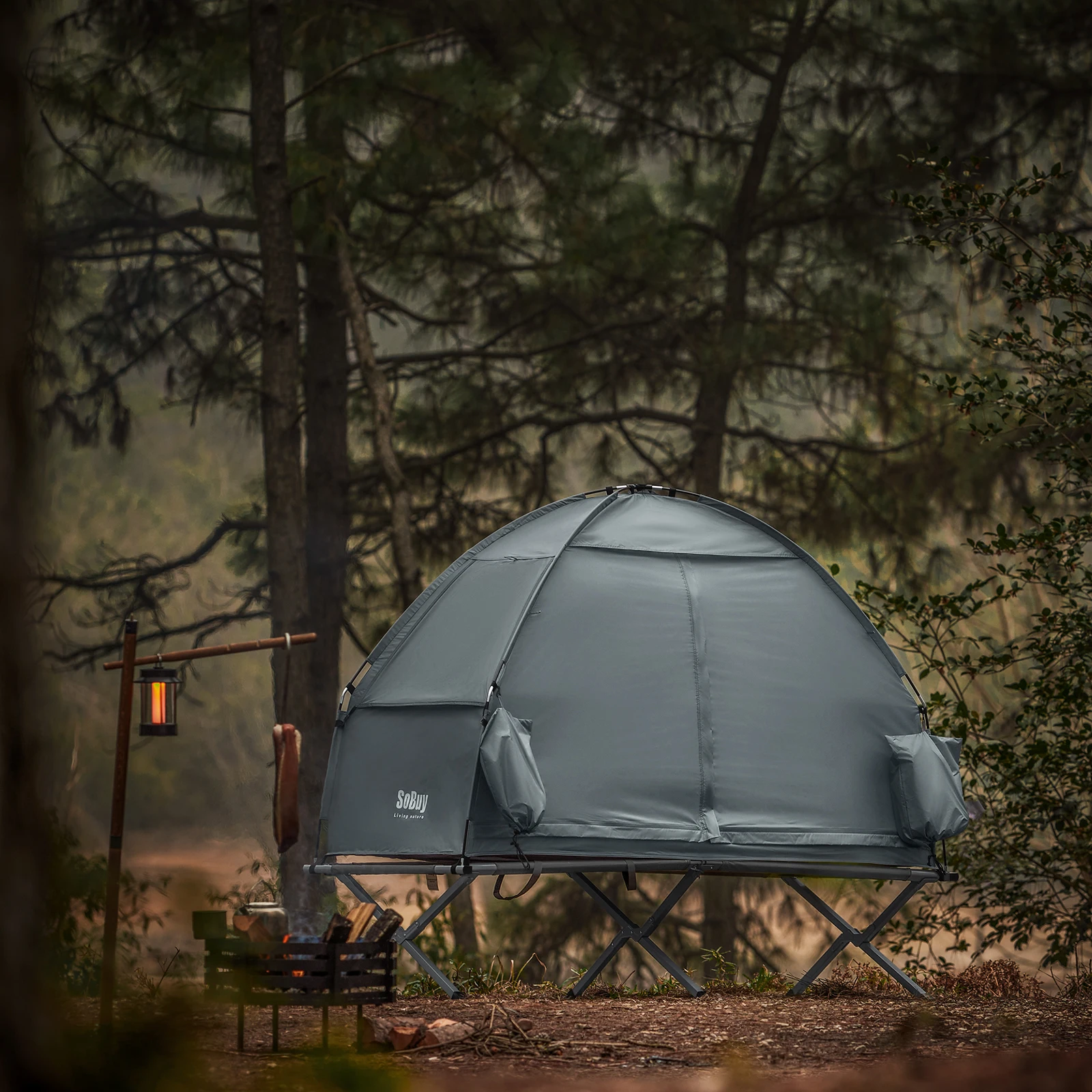 SoBuy OGS32-II Campingzelt Einzelzelt mit Lampenhaken und Schuhaufbewahrungstaschen 2in1-Zelt 1 Person praktische 193x160x86cm – Detail 13