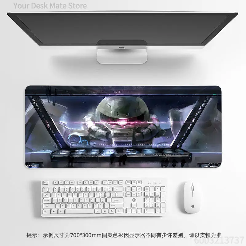 Blue White Mecha Anime Battle Large Mouse Pad Waterproof Non-Slip Sci-Fi Robot Gaming Desk Mat Cool Office Extended Keyboard Pad