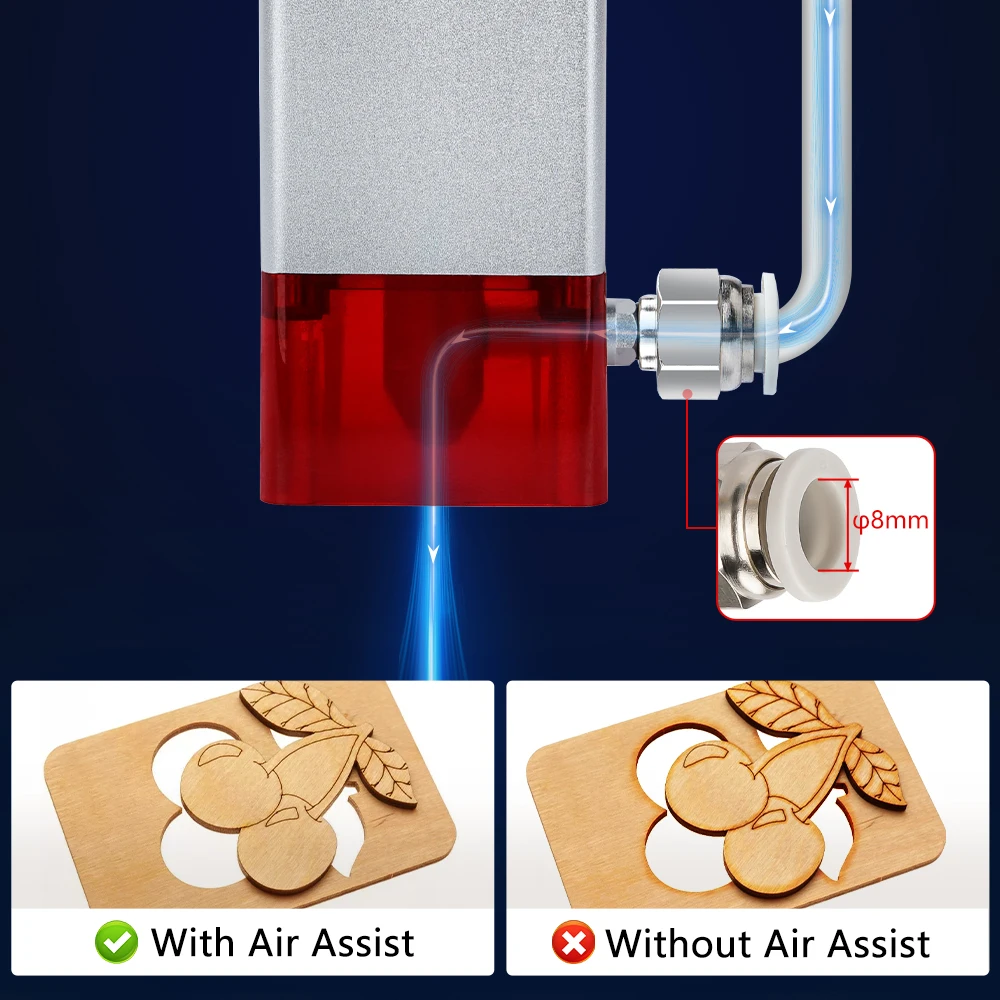 Imagem -05 - Módulo Laser Ttl com Air Assist Cabeça de Gravação Cabeça Laser Azul Máquinas-ferramentas de Corte Cnc 10w 450nm 80w