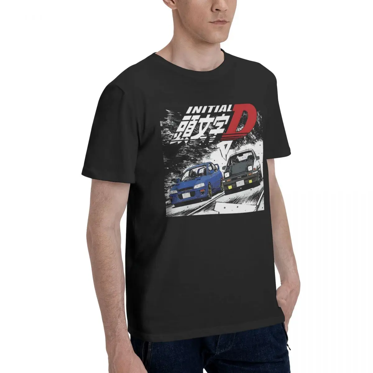 Fun T Shirt for Men Pure Cotton Hipster T-Shirt Crew Neck I-Initial D Tee Shirt Short Sleeve Clothing Graphic image 4