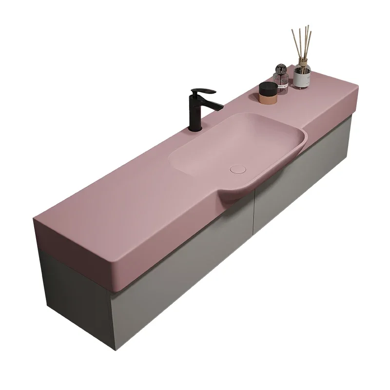 Net forest pink matte wall-mounted semi-embedded big belly basin wash basin washbasin under the counter basin on the counter