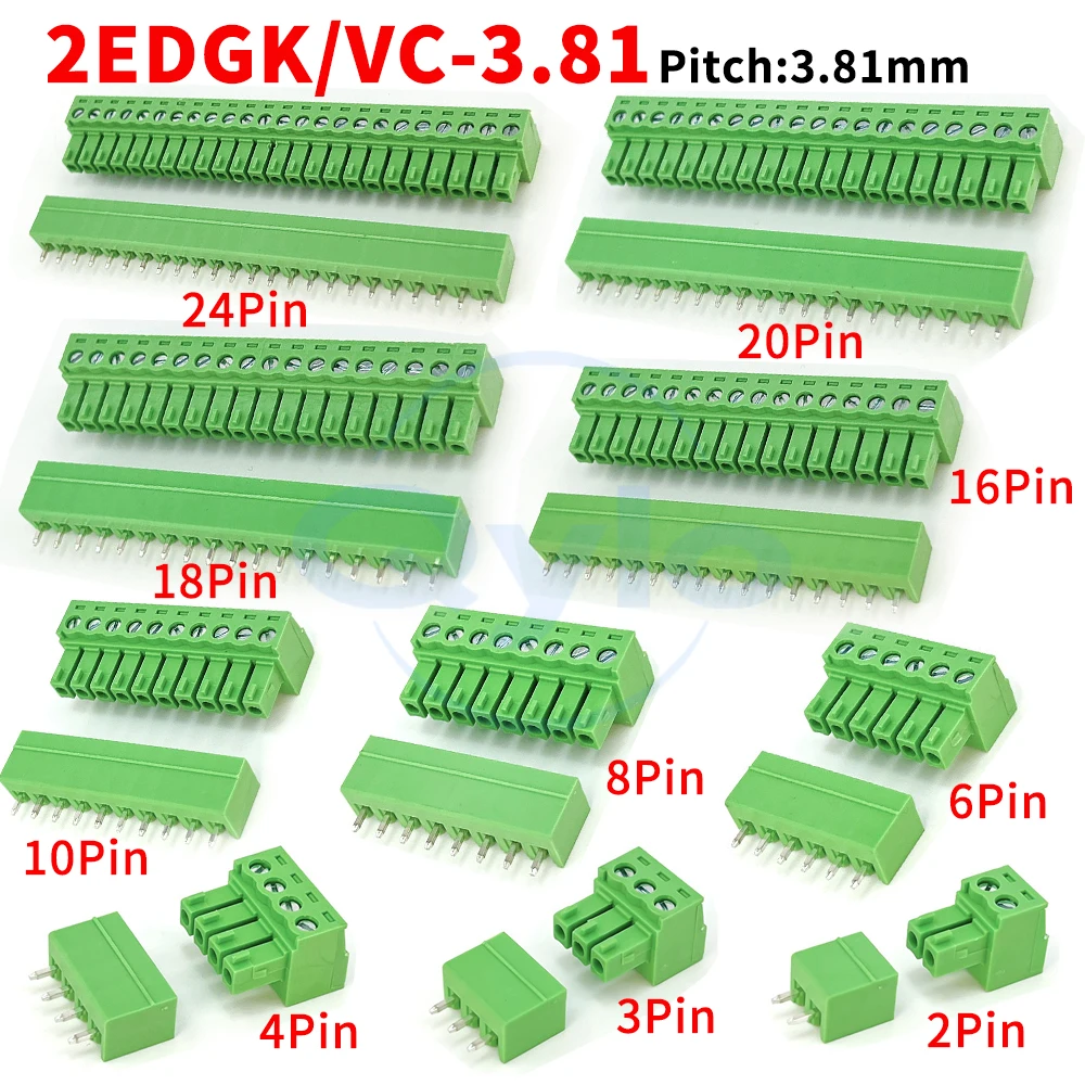 (1 Set) KF 2EDGK 2EDGVC - 3.81mm plug-in terminal block 2EDG sealed straight pin socket 15EDGK + 15EDGVC 3.81