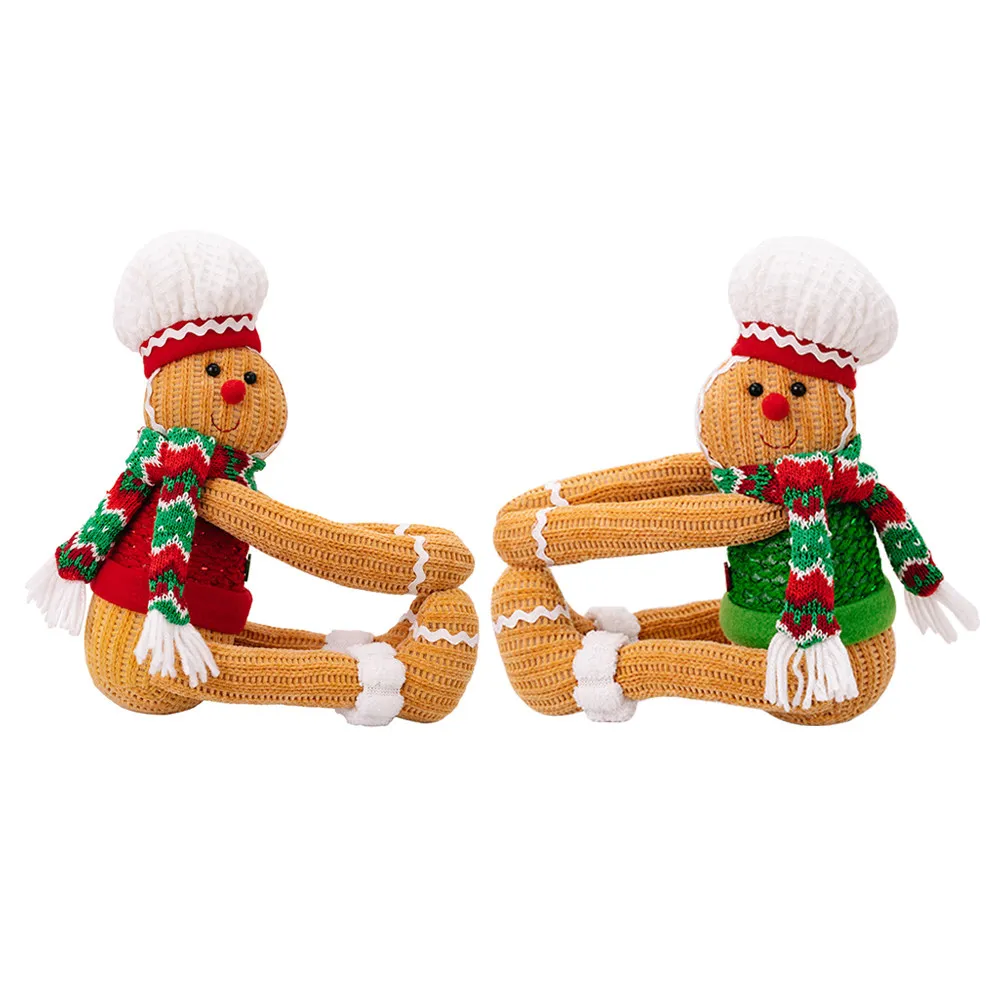 2Pcs Christmas Curtain Tiebacks Knitted PP Cotton Holdbacks Cute Cartoon Design Easy Install Multi-Functional Window Decoration