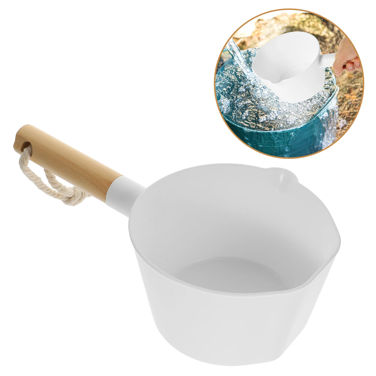

Wooden Long Handle Water Ladle Scoop Bath Baby Rinse Large Capacity Stackable Kitchen Bathroom Dining Garden Sauna