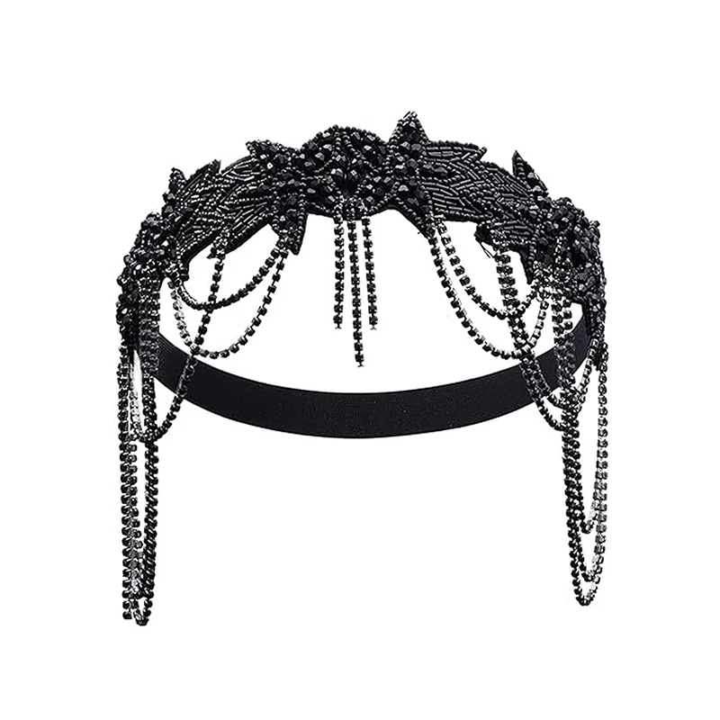 Stilvolle und einzigartige Stirnbänder, Kopfbedeckungen, Haarschmuck für den Abschlussball, verstellbarer, elastischer Kopfschmuck mit Strassfransen – Detail 7