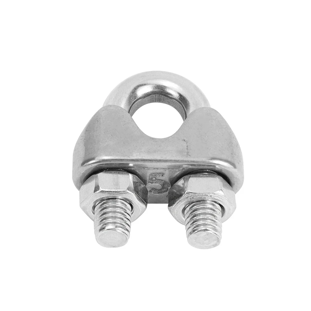 Wire Rope Clamp Kit M5 8PCS 304 Stainless Steel with 4 Thimbles 3/16 and Hex Wrench for Safety Lines Tent Ropes