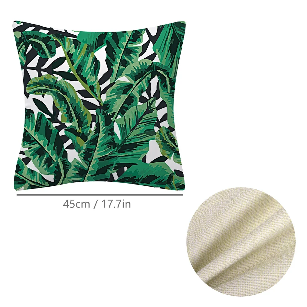 4Pcs Cushion Cover with Zipper Tropical Plants Print for Sofa Couch Car Cushion Square Pillowcase Home Decorative