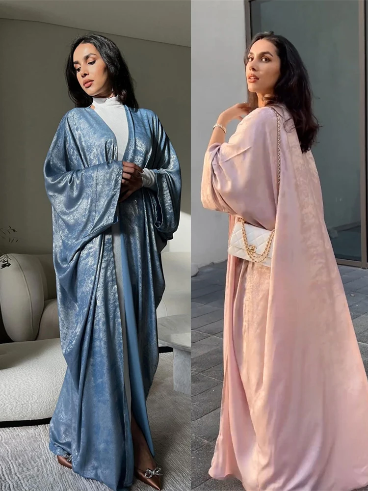 Abaya-Robe kimono de luxe pour femmes musulmanes, manteau ouvert Eid, dubaï, chauve-souris, robes modestes, vêtements islamiques, Kebaya, 2024