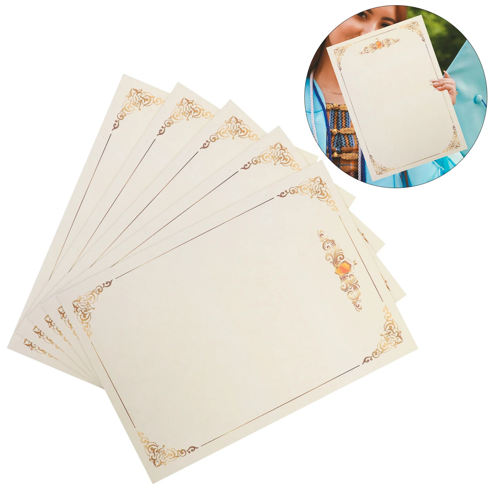

100 Sheets Blank Certificate Papers Award Diploma Paper Smooth Floral Border Printable Academic School Certificates Paper