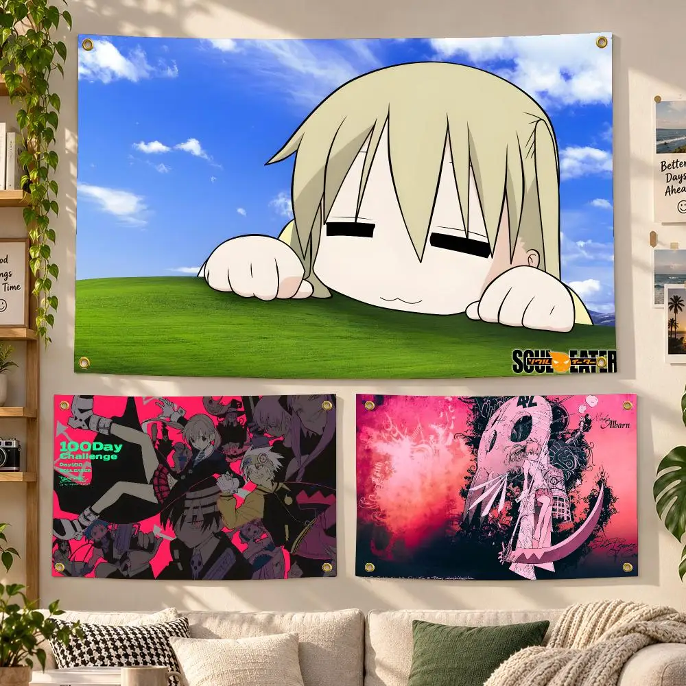 Anime Soul Eater Shonen Flags Personalized Banner Flag Room Dorm Camping Picnic Garage Bar Outdoor Wall Decor