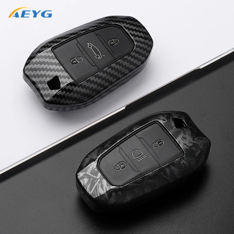 ABS Carbon Fiber Car Key Case Cover For Peugeot 308 408 508 2008 3008 4008 5008 For Citroen C4 C6 C3-XR keychain Accessories