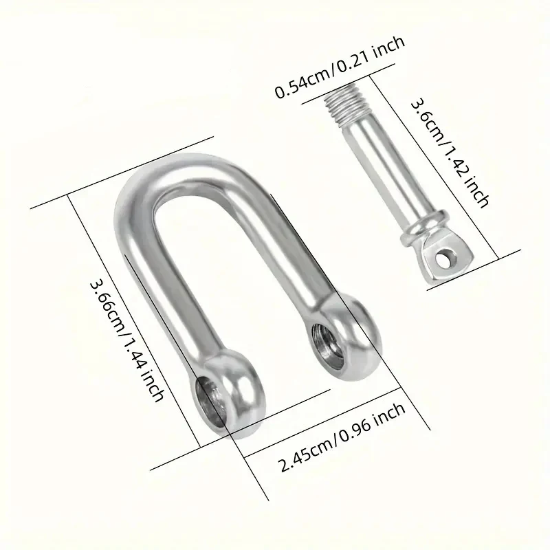 5PCS D Shackle Titanium Steel Heavy Duty with Screw Pins for Chain Wire Rope Lifting Camping