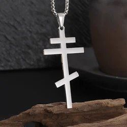 Stainless Steel Orthodox Cross Pendant Christian Eternal Church Inspirational Nika Necklace Prayer Amulet Jewelry for Men