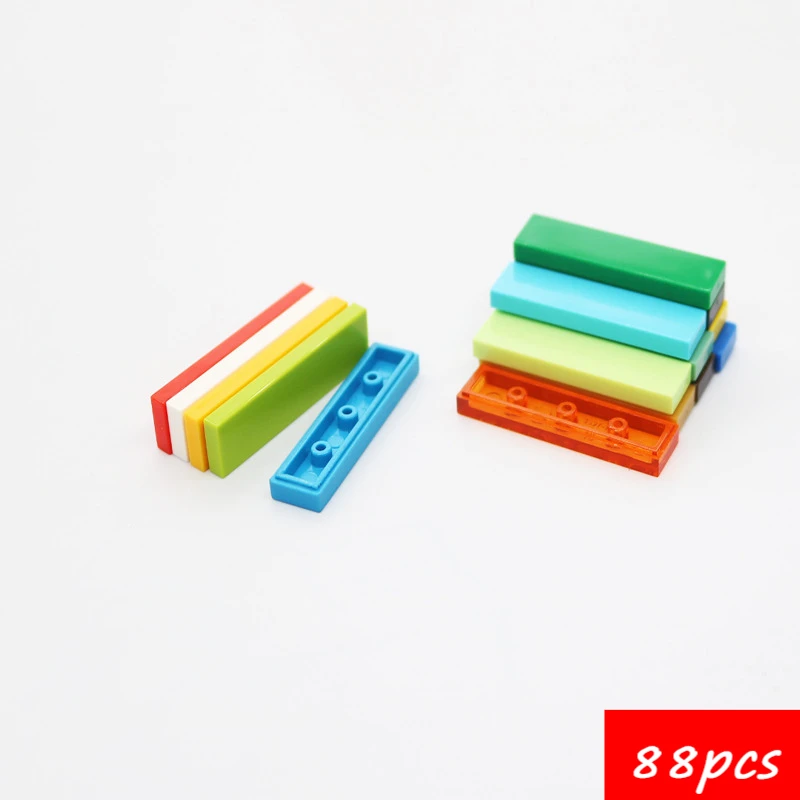 88PCS MOC 2431 1x4 타이어 플레이트 빌딩 블록 키트 하이테크 보드 라이트 패널 벽돌 입자 장난감 어린이 생일 아이 선물