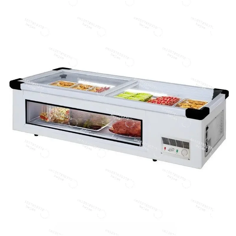 Mobile Tabletop Commercial Horizontal Freezer Barbecue Tricycle Small Stall Refrigerator Refrigeration Freezing Display Cabinet