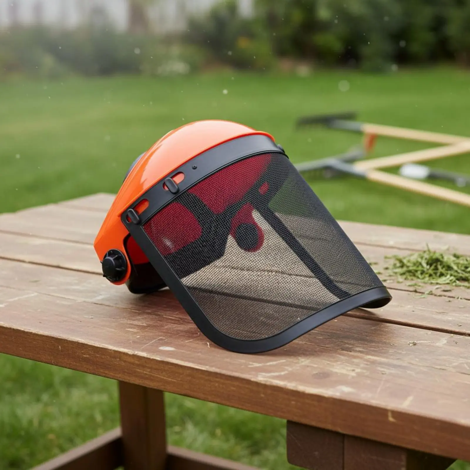 Brush Cutter Helmet Adjustable Headband Mesh Face Visor Lawn Mower Face Guard Flip-up Visor Mesh Safety Helmet for Landscaping