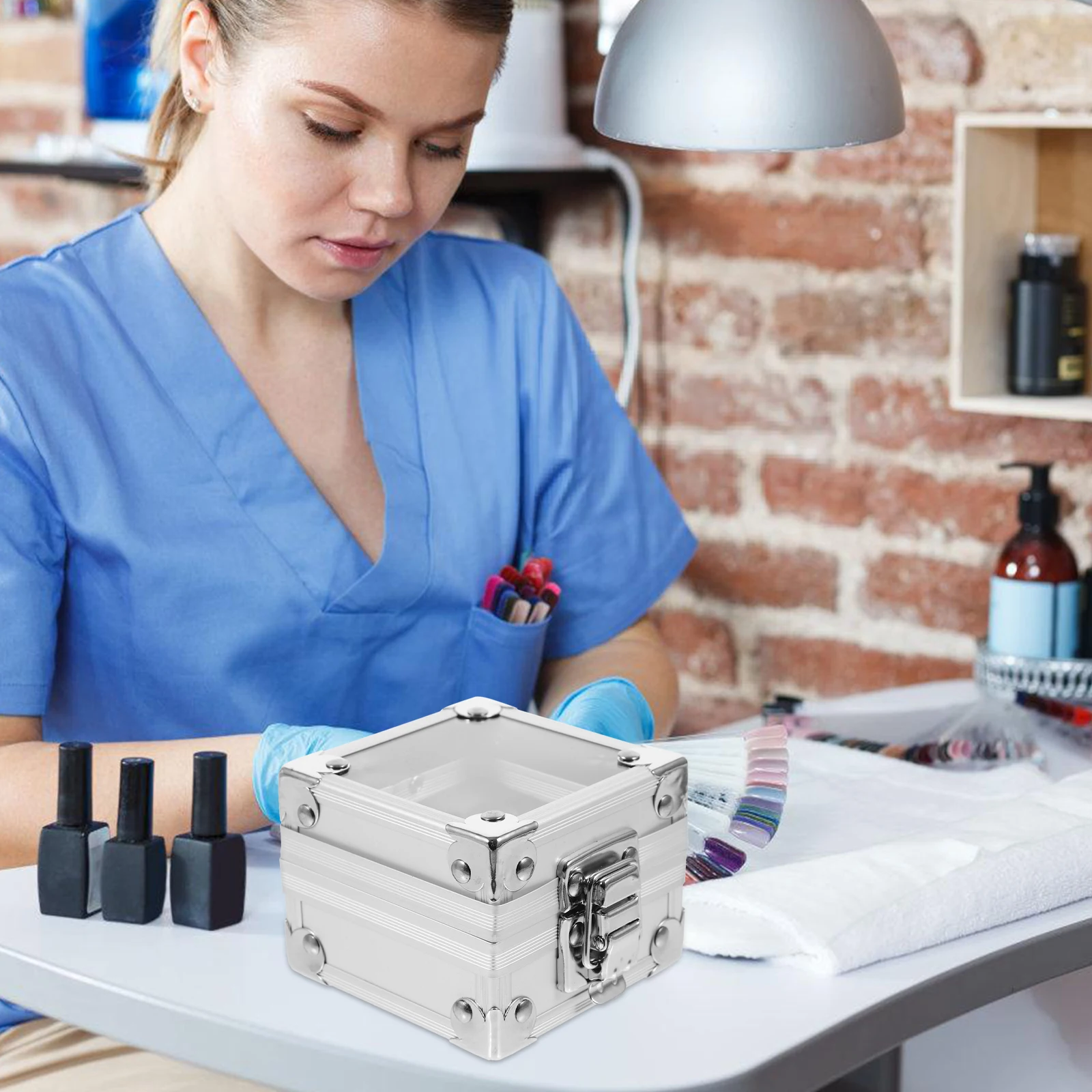 

Grinding Head Storage Box Zinc Alloy Dustproof Manicure Tool Organizer Nail Drill Bits Case Metal Polishing Heads Holder