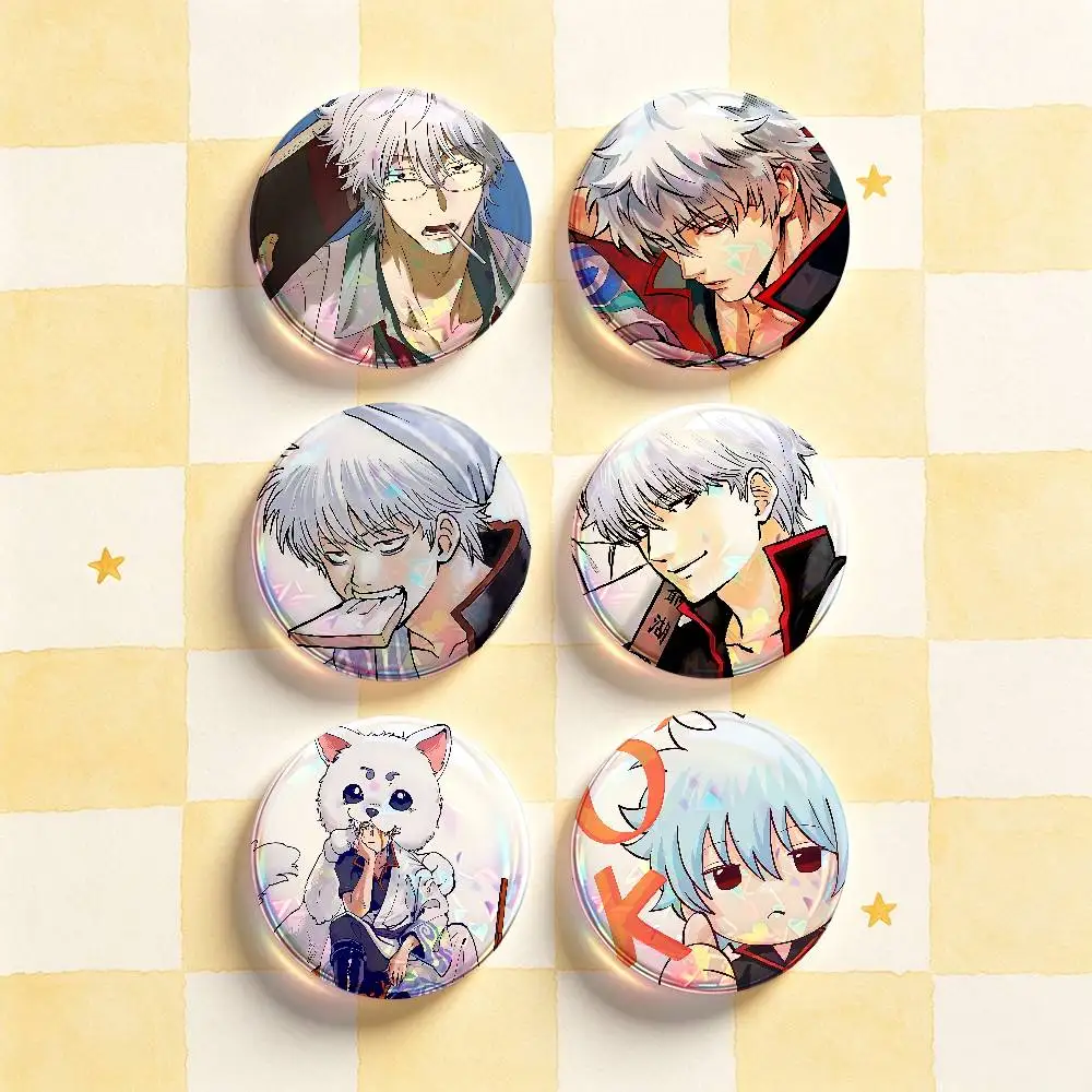 G-Gintoki Sakata HD Print Badges Pretty Round Display Brooches IP merchandise 32mm 58mm 75mm 44mm 25mm