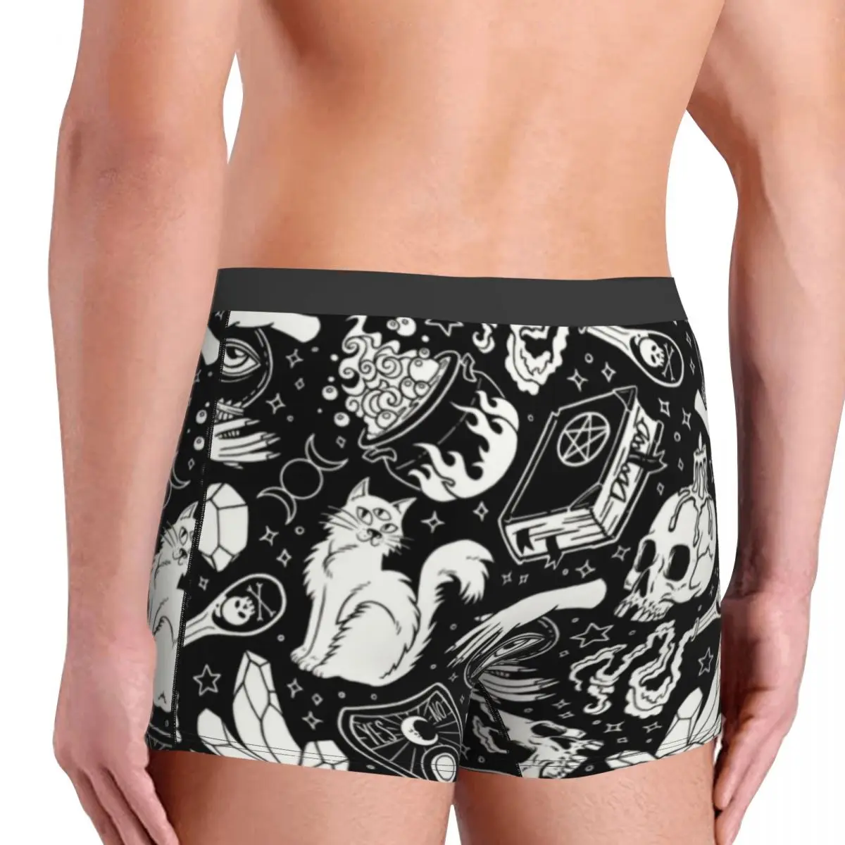 Witch Pattern Underwear Male Sexy Printed Occult Supernatural Witchy Pagan Crystals Boxer Shorts Panties Briefs Soft Underpants