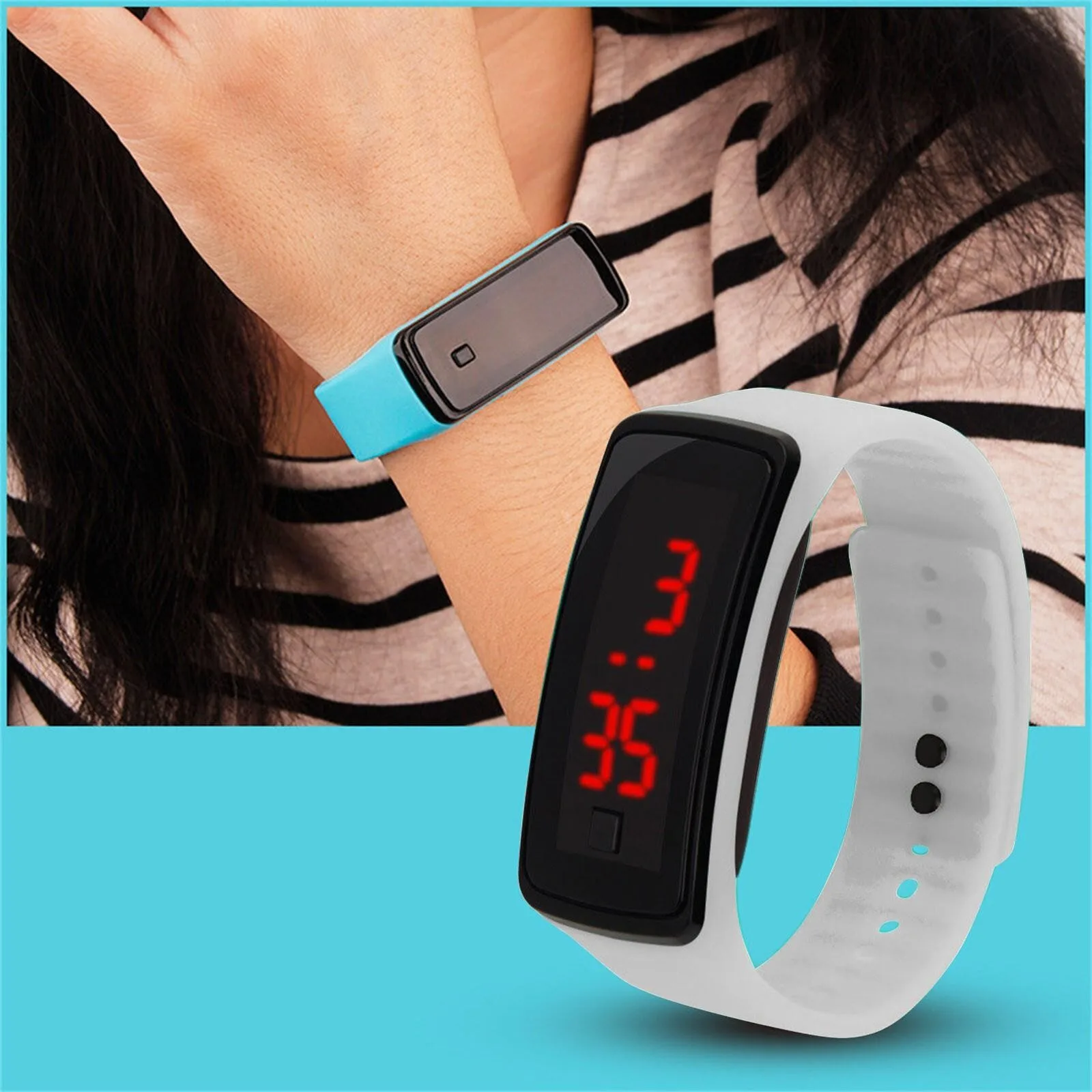 سوار رياضي إلكتروني للأطفال، ساعة إلكترونية LED، توقيت رياضي، ملابس يومية، ساعة للياقة البدنية، سجل الحرم الجامعي للجري في الهواء الطلق