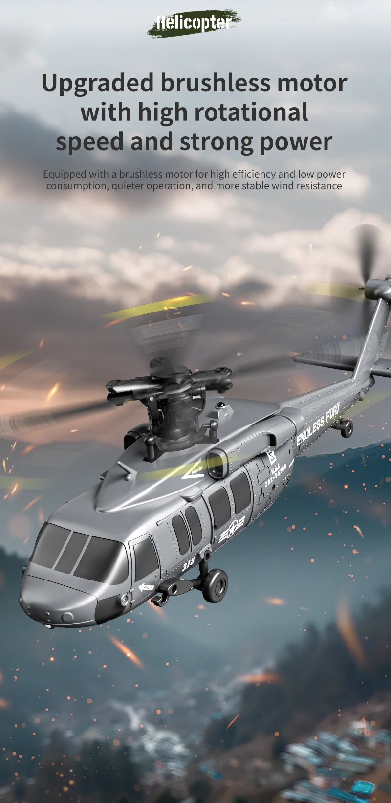 2.4G 6CH Brushless RC Helicopter Brushless Drone Optical Flow Positioning One Click Inverted Helicopter Airplane Model Toy Gifts