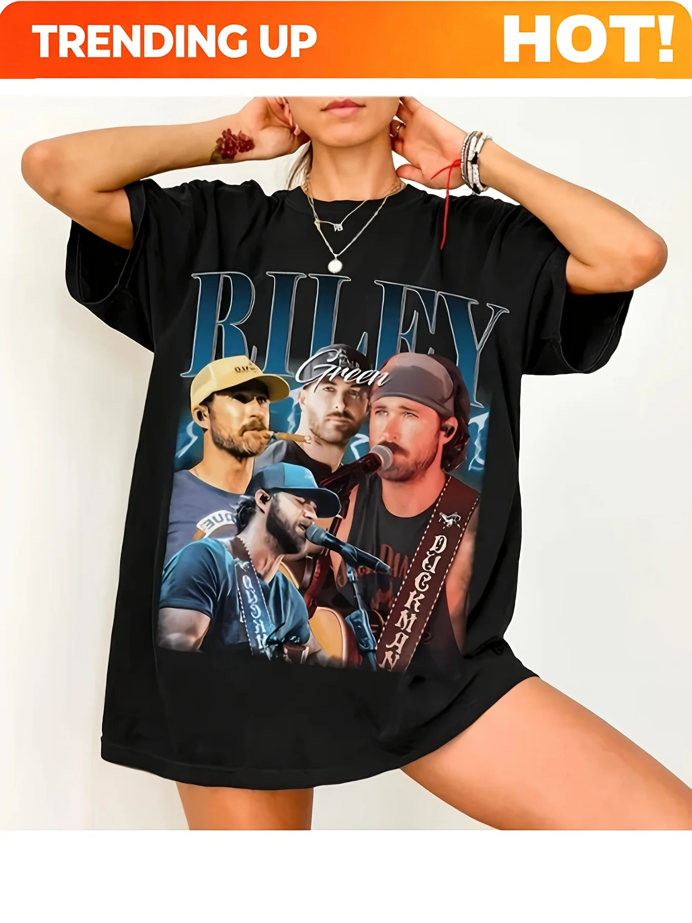 Riley Green'S Damn Country Music Tour 2025 September Unisex T-Shirt (76) Available in Sizes XL-5XL, This Heavyweight 220Gsm Crew