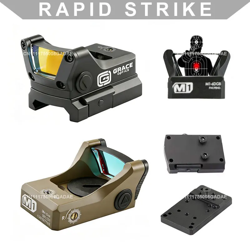 

GRACE M1/M2 Topless Red Dot Sight 3MOA Reflex Riflescope Sight for Pistol G17 G19 Handgun w/ 1913 Mount 20mm Rail Tactical Gear