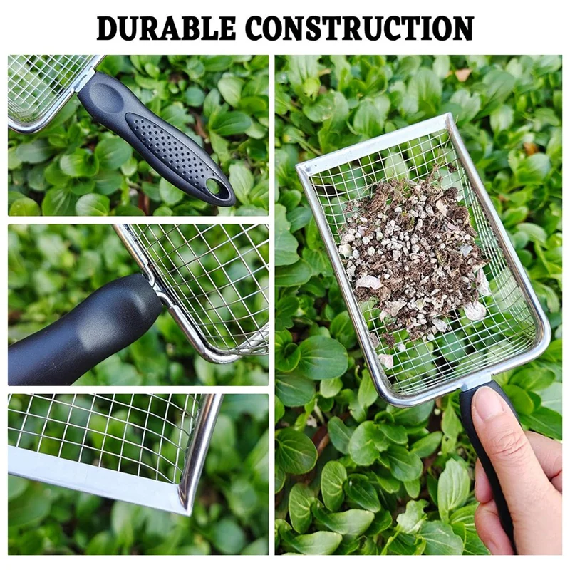 

2-Pack Soil Sifter Tool For Gardening With Handles, Dirt And Compost Sifter With 3.8/5Mm Mesh For Garden
