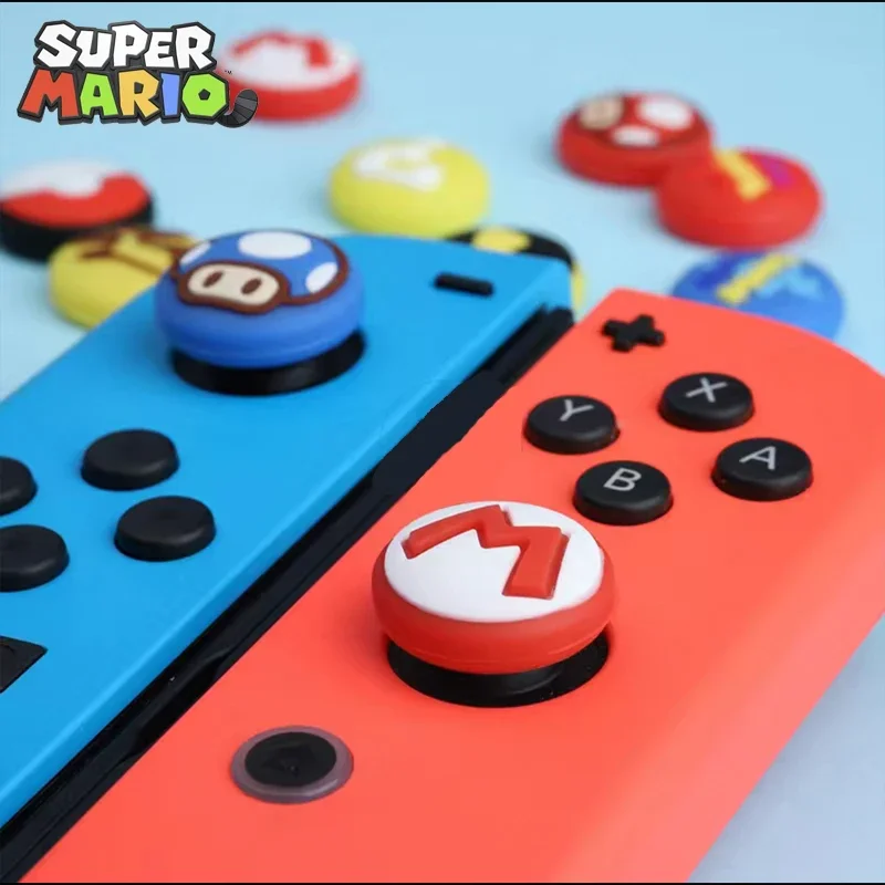 Cubierta de silicona con temática de juego de Super Mario, Thumb Stick Grip Cap, Nintendo Switch, NS JoyCon Controller, cubierta de piel