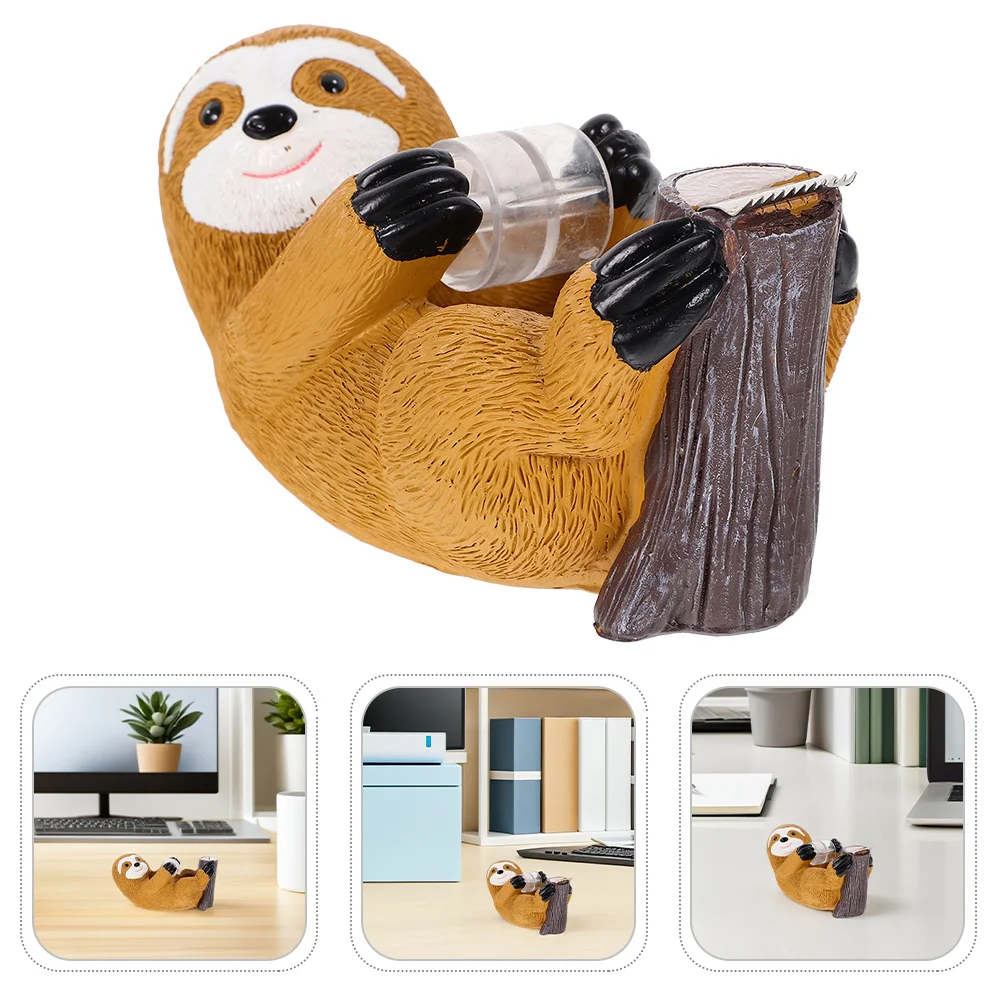 

2Set Desktop Tape Dispenser Animal Resin Sloth Design for Office Home School Sticky Roller Holder Functional Cutter Tool