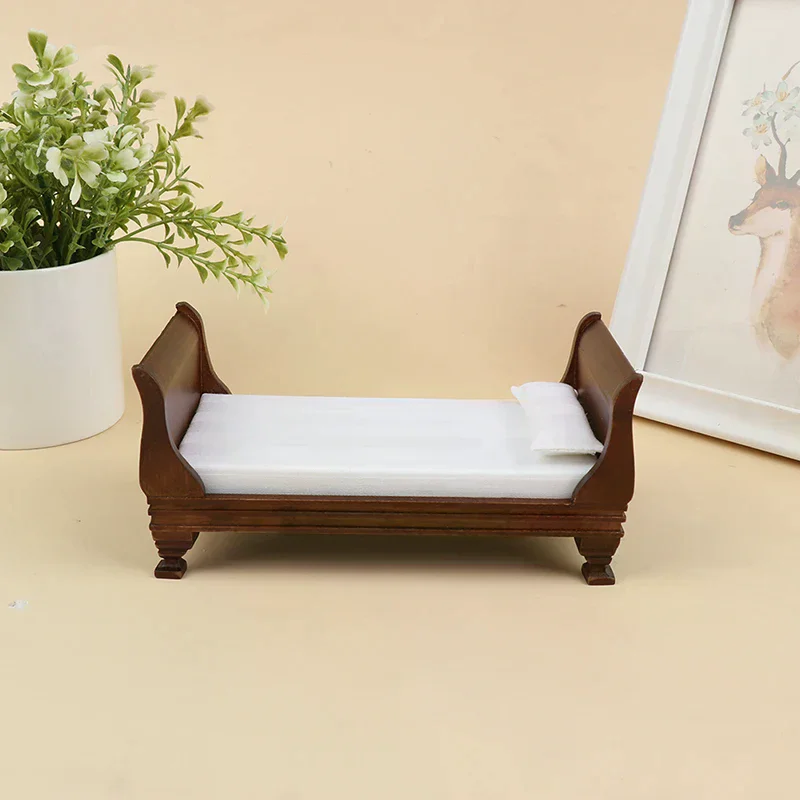 

1:12 Dollhouse Miniature Wooden Furniture Single Bed Doll House Accessories For Kids Children Adults