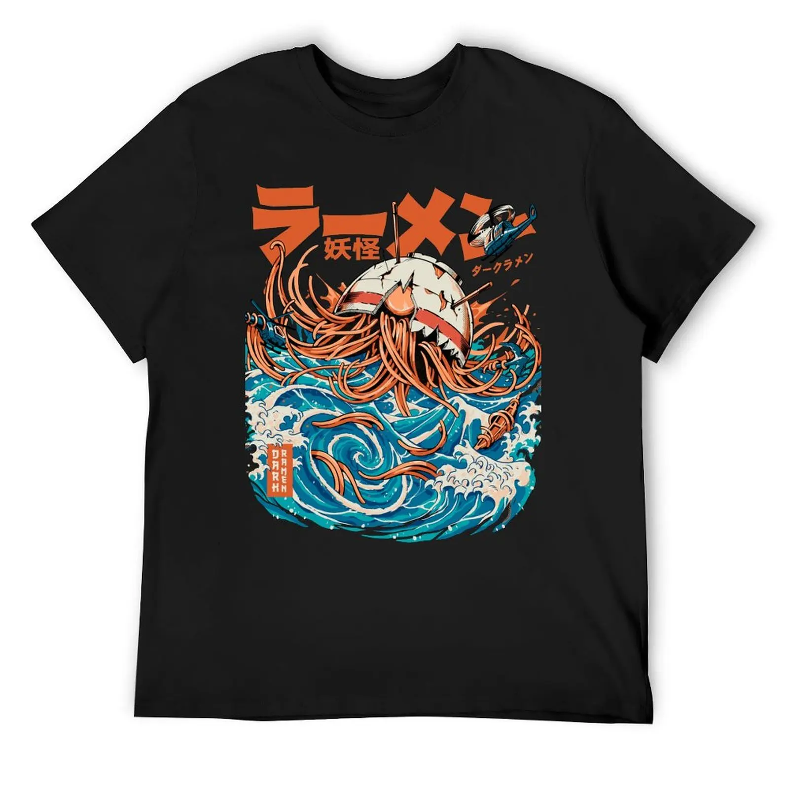 Black Dark Great Ramen off Kanagawa T-Shirt anime t shirts vintage clothes men clothing