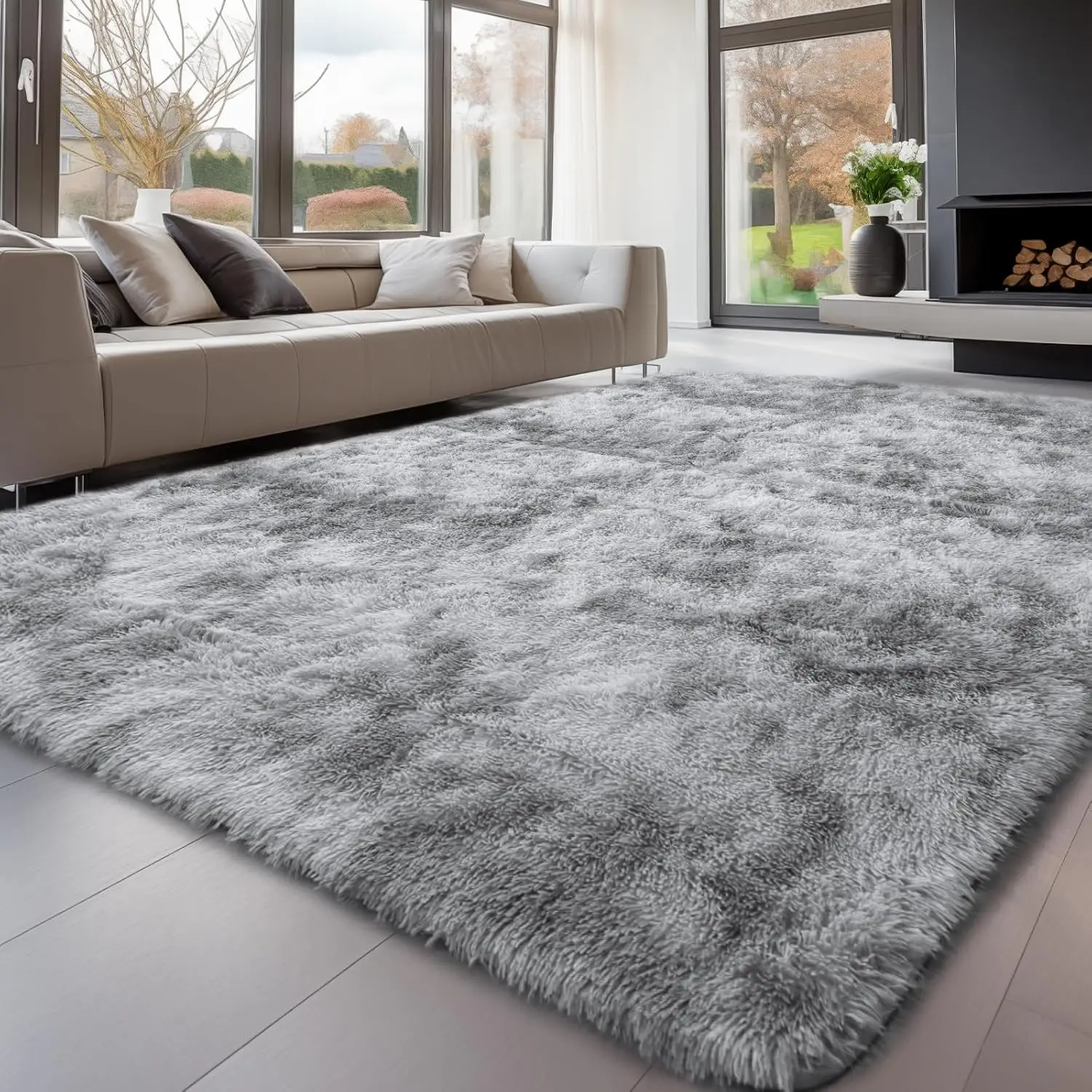 

Fluffy Shag Area Rug for Bedroom Living Room, Soft Plush Machine Washable Non-Slip Carpet, Large Size Home Decor
