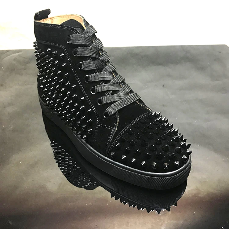 Trendy shoes for men and women, black and red leather high top shoes, casual shoes, sports shoes