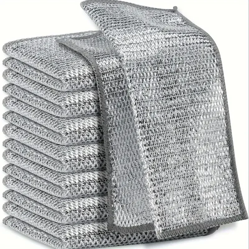 50pcs Magic Cleaning Cloth Thickened Double -sided Metal Steel Wire Rags Kitchen Dish Pot Washdishing Cloths Towel Clean Tools