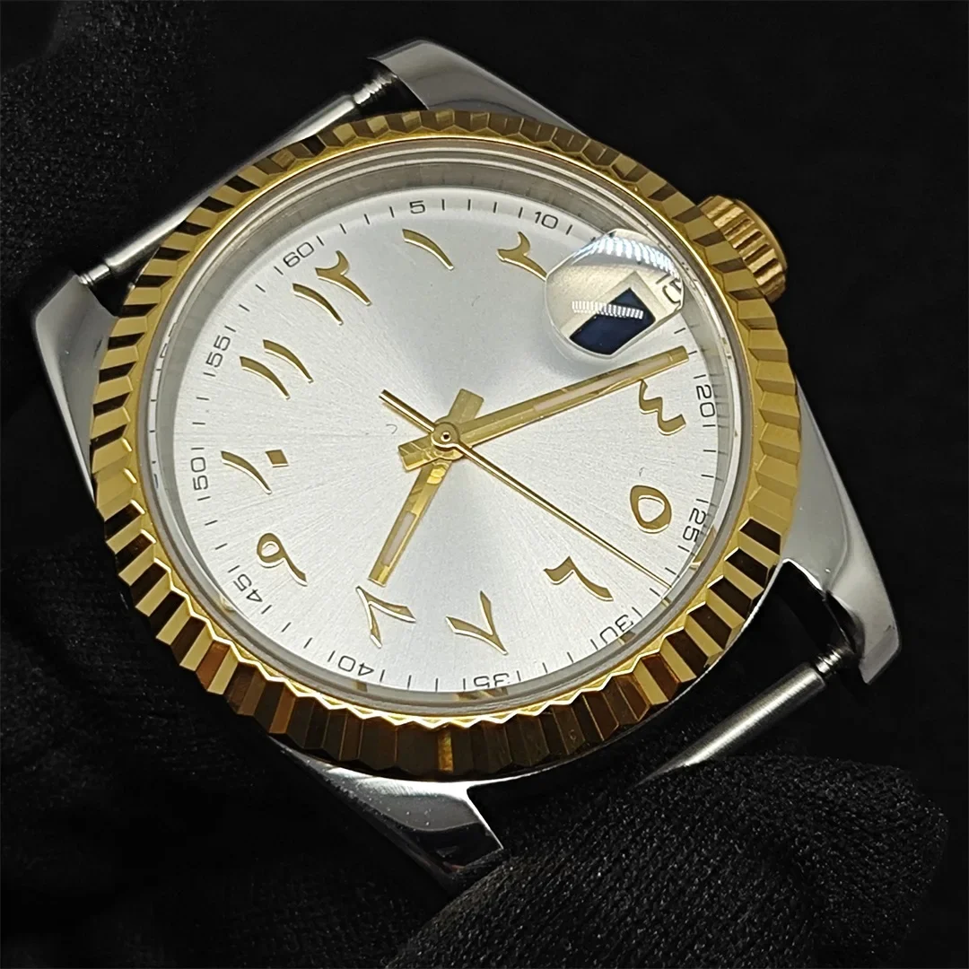 NH35 Watch Case + Watch Dial + Watch Hands Set 28.5mm Arabic Alphabet Dial 36mm Sapphire Mirror Case Accessory for NH35 Movement