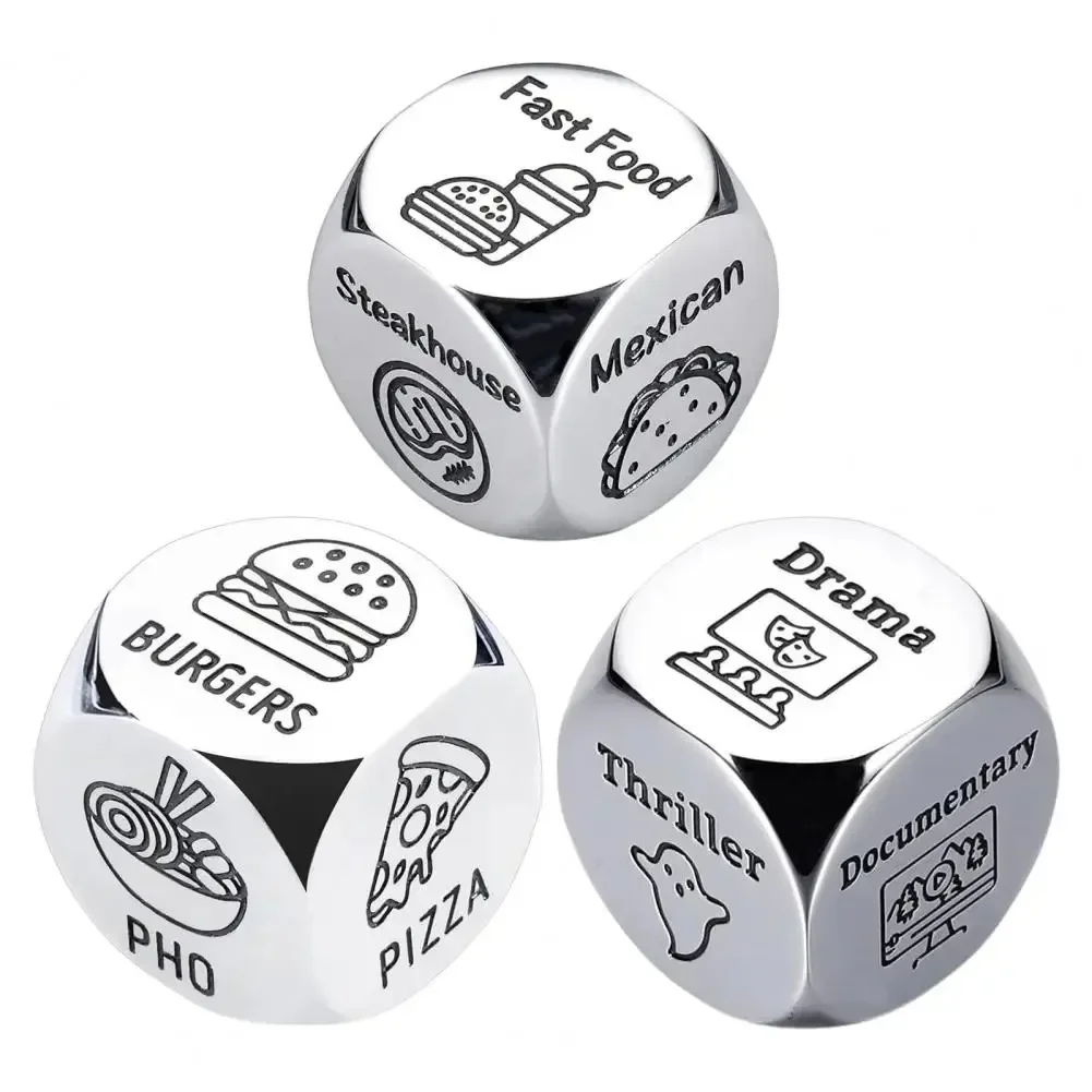 1pcs Food Decides Dice Couples Date Dinner Decisions Dice Movies Decide Stainless Steel Entertainment Dice Game Accessories