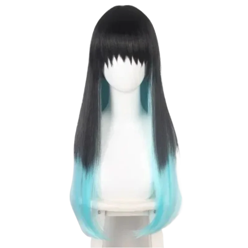 Multiple styles of anime role-playing synthetic fiber wigs: available in black/burgundy/gradient blue, suitable for fans