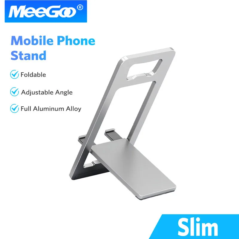 MeeGoo Phone Stand Foldable Aluminum Alloy Portable Phone Holder Desk Adjustable Mount iphone Holder  Support Tablet Bottle Open